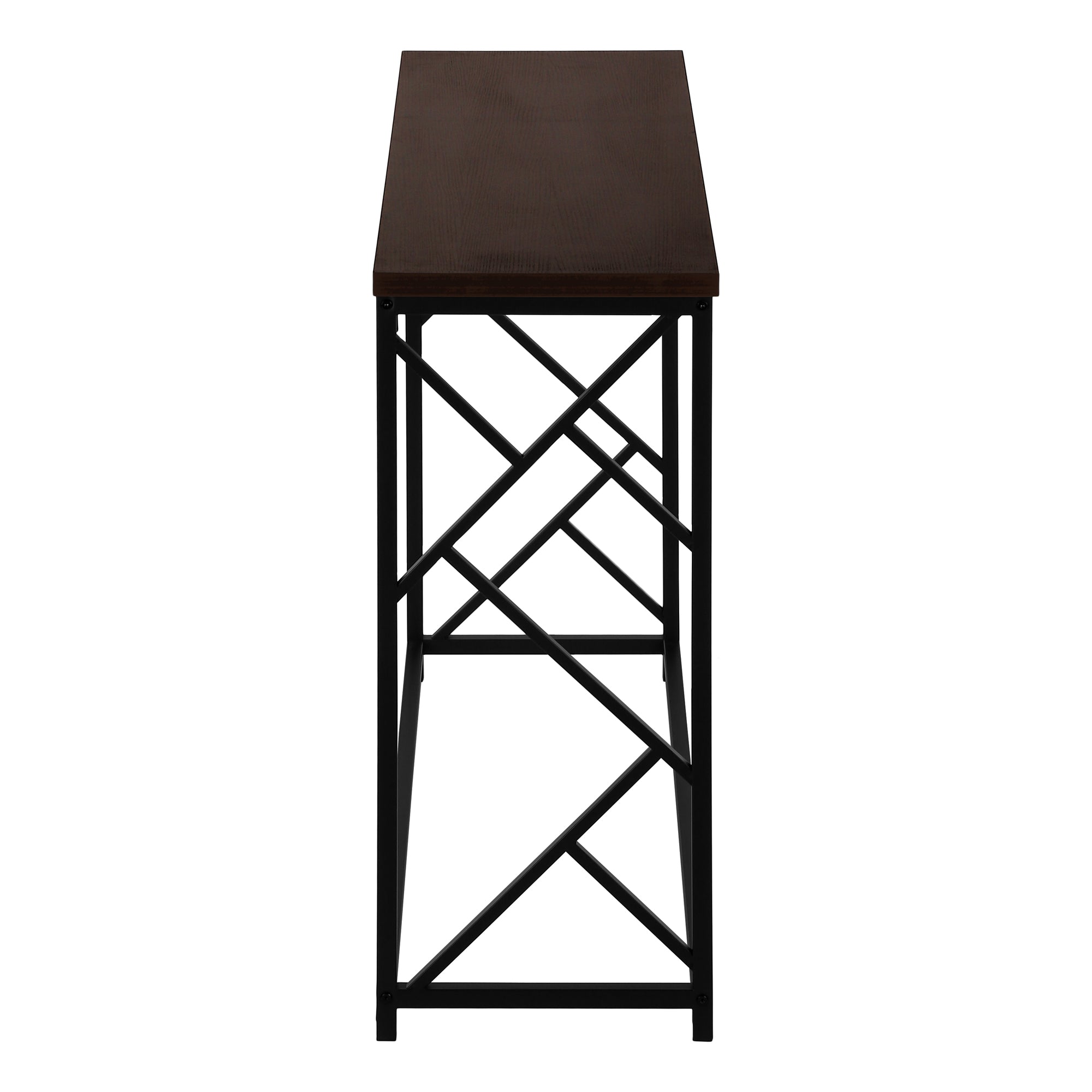 44"L Grey Wood Console Table with Black Metal Frame-Accent Table-DECOROLALA