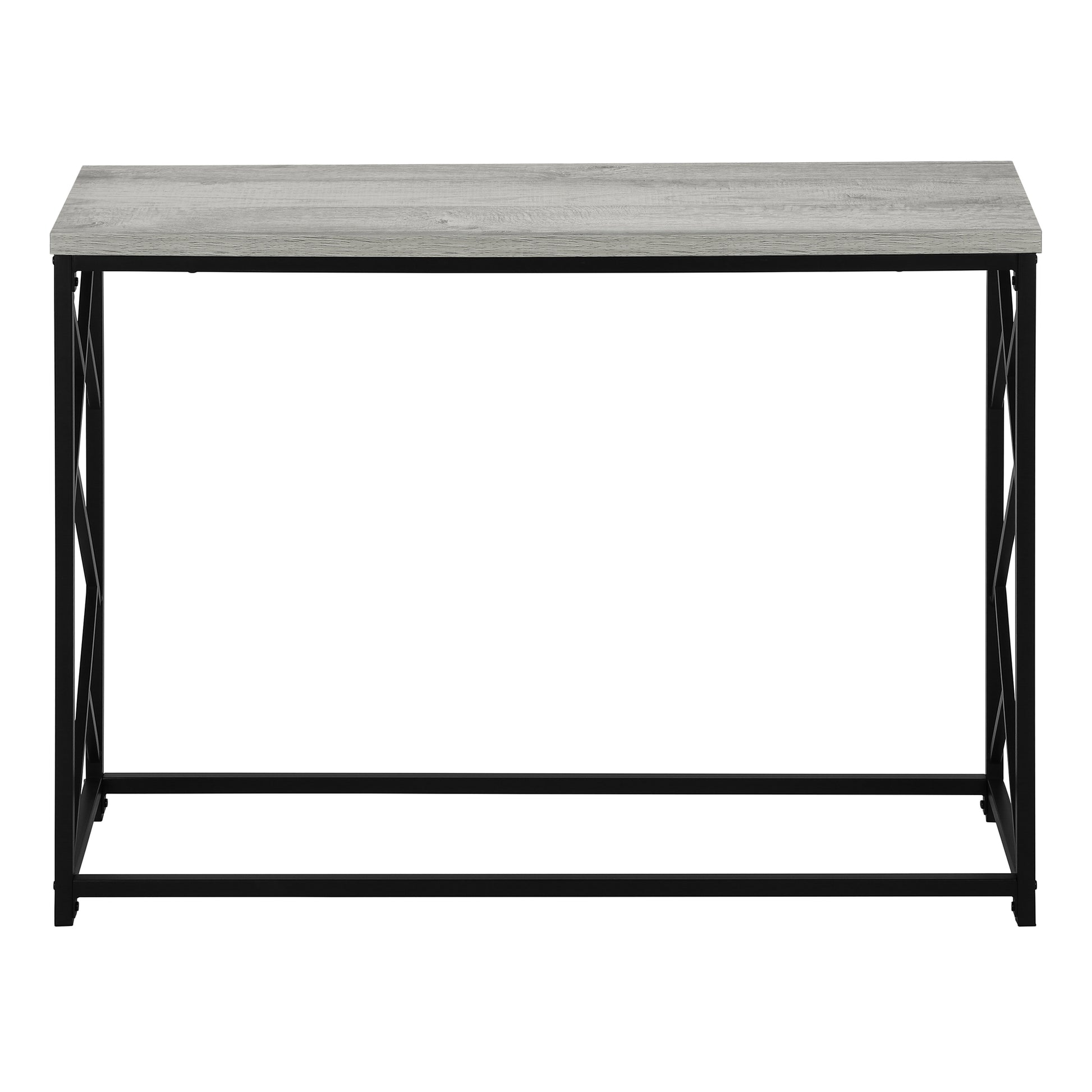 44"L Grey Wood Console Table with Black Metal Frame-Accent Table-DECOROLALA