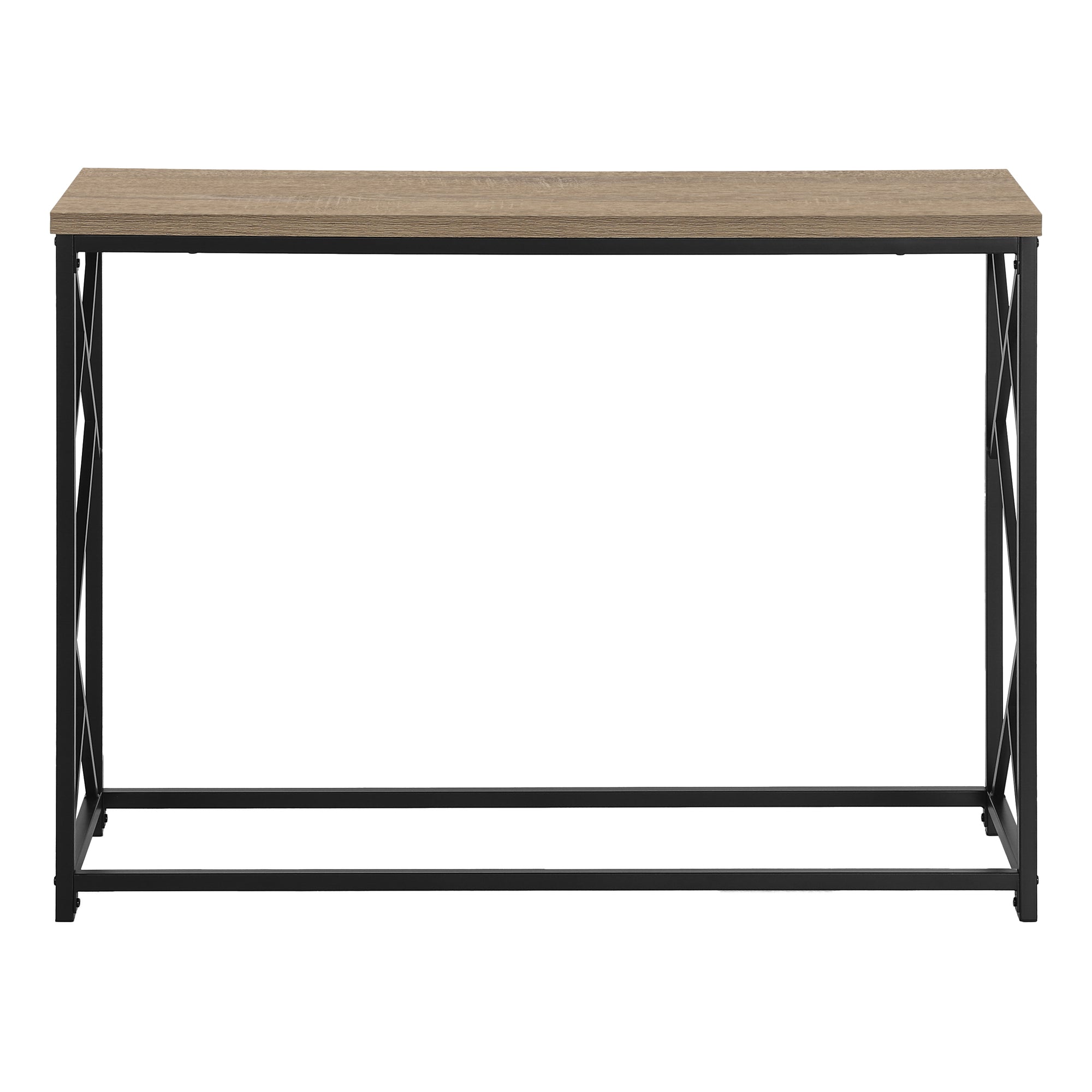 44"L Grey Wood Console Table with Black Metal Frame-Accent Table-DECOROLALA