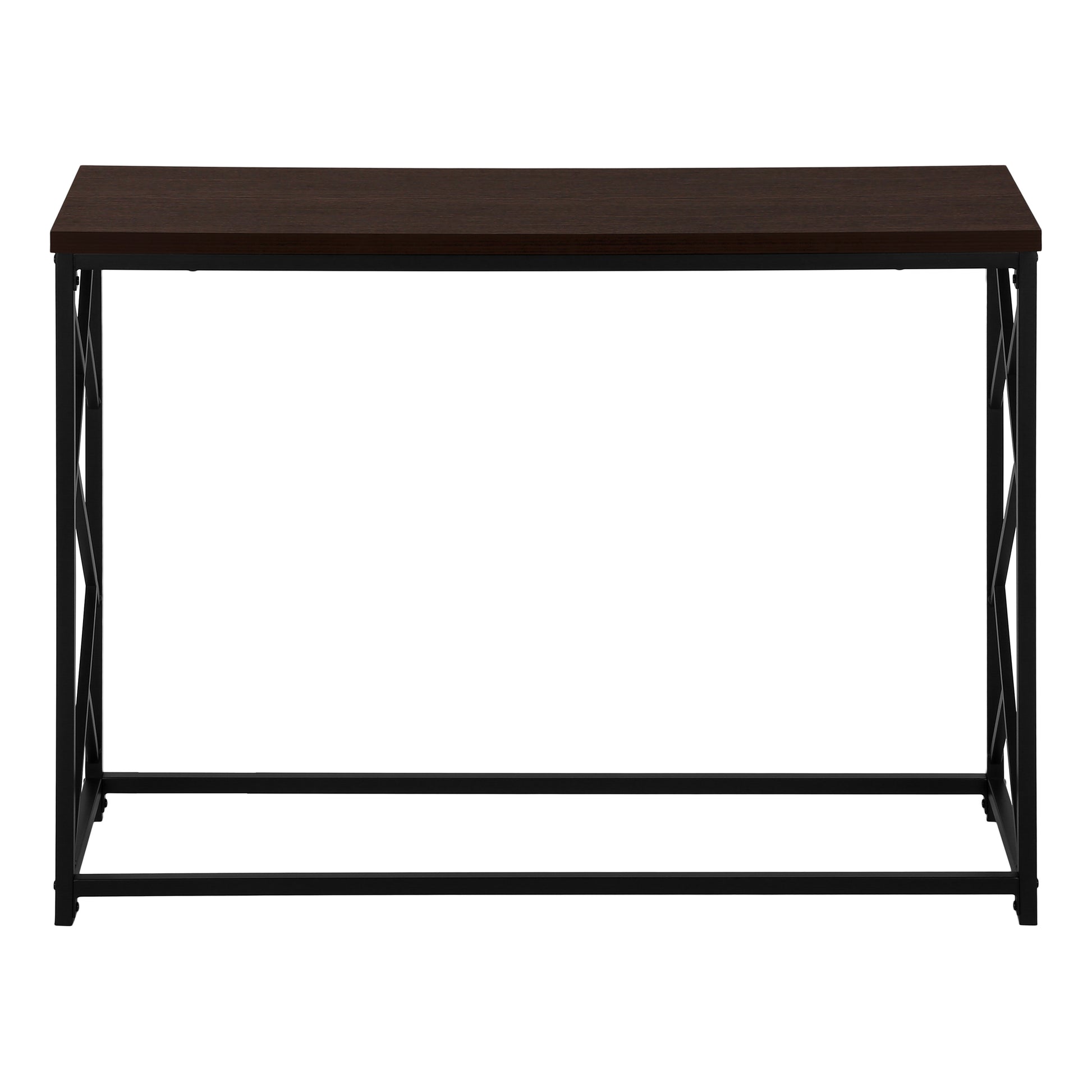 44"L Grey Wood Console Table with Black Metal Frame-Accent Table-DECOROLALA