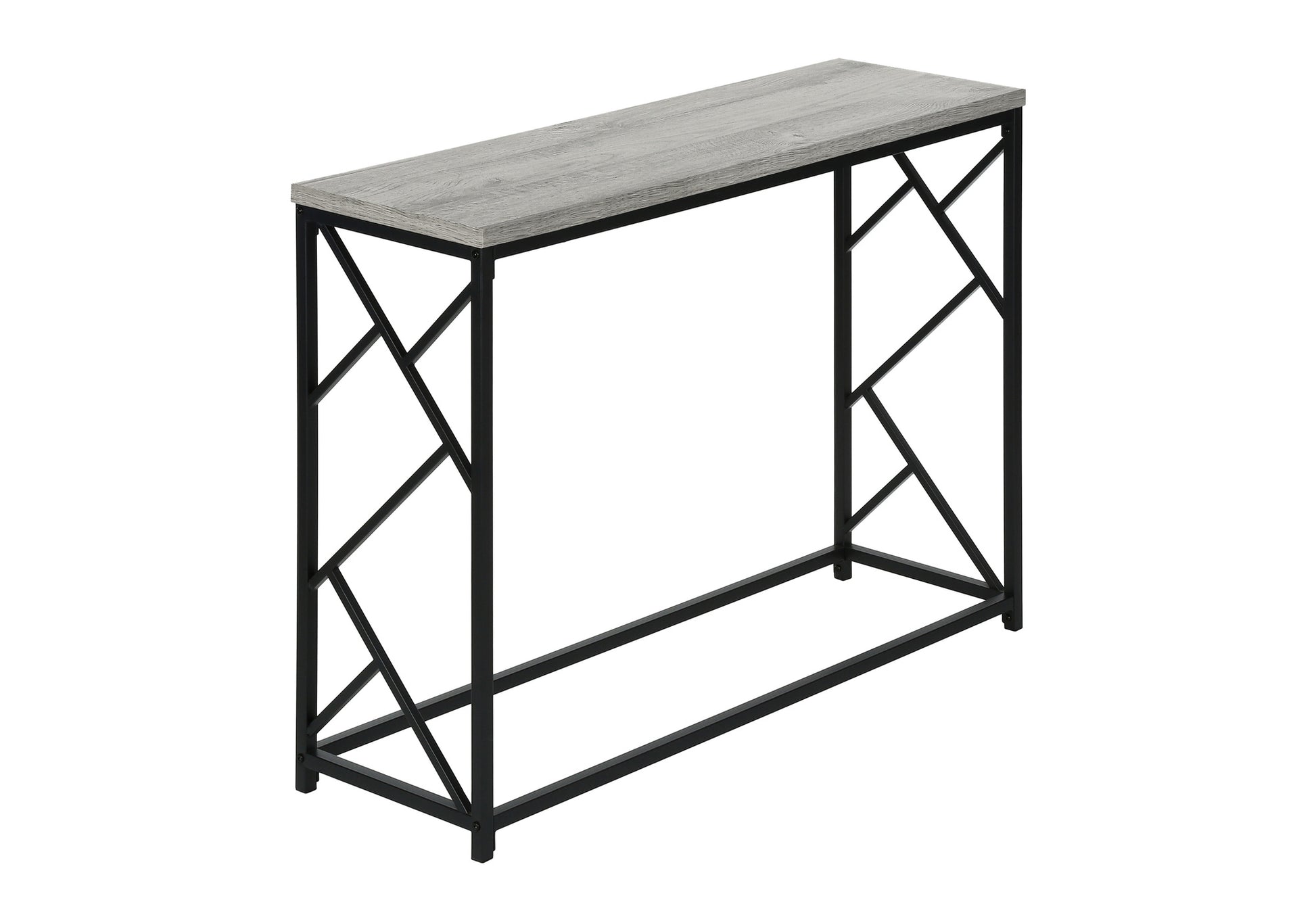 44"L Grey Wood Console Table with Black Metal Frame-Accent Table-DECOROLALA
