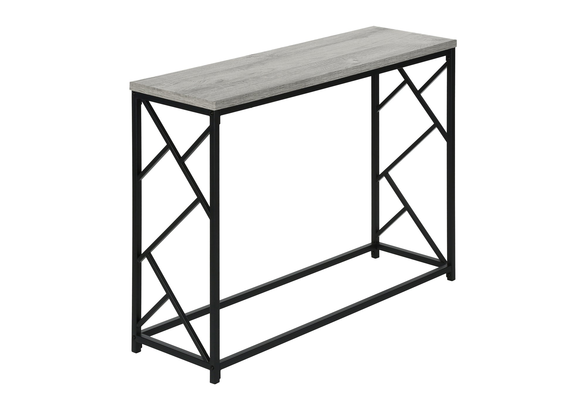44"L Grey Wood Console Table with Black Metal Frame-Accent Table-DECOROLALA