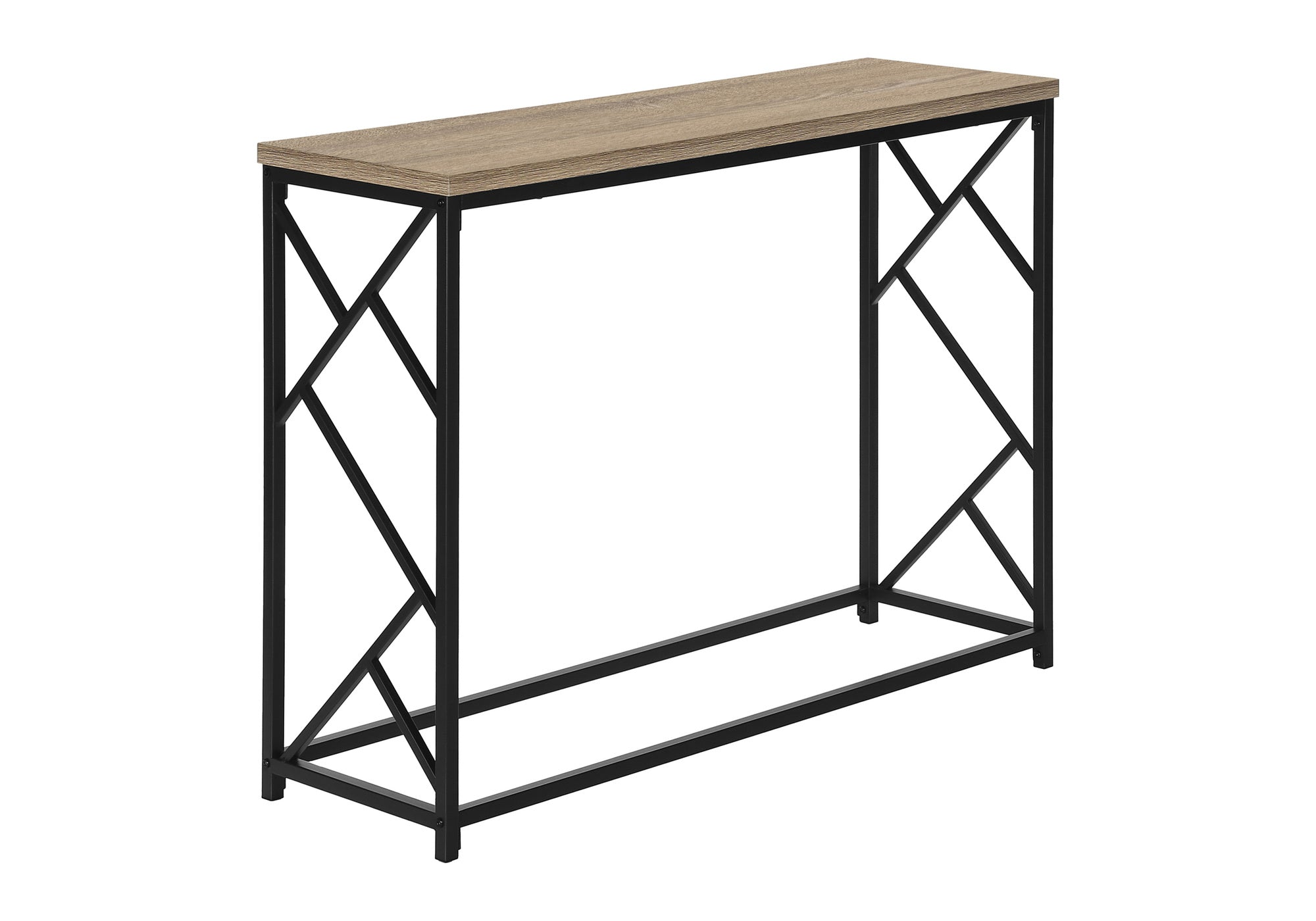 44"L Grey Wood Console Table with Black Metal Frame-Accent Table-DECOROLALA