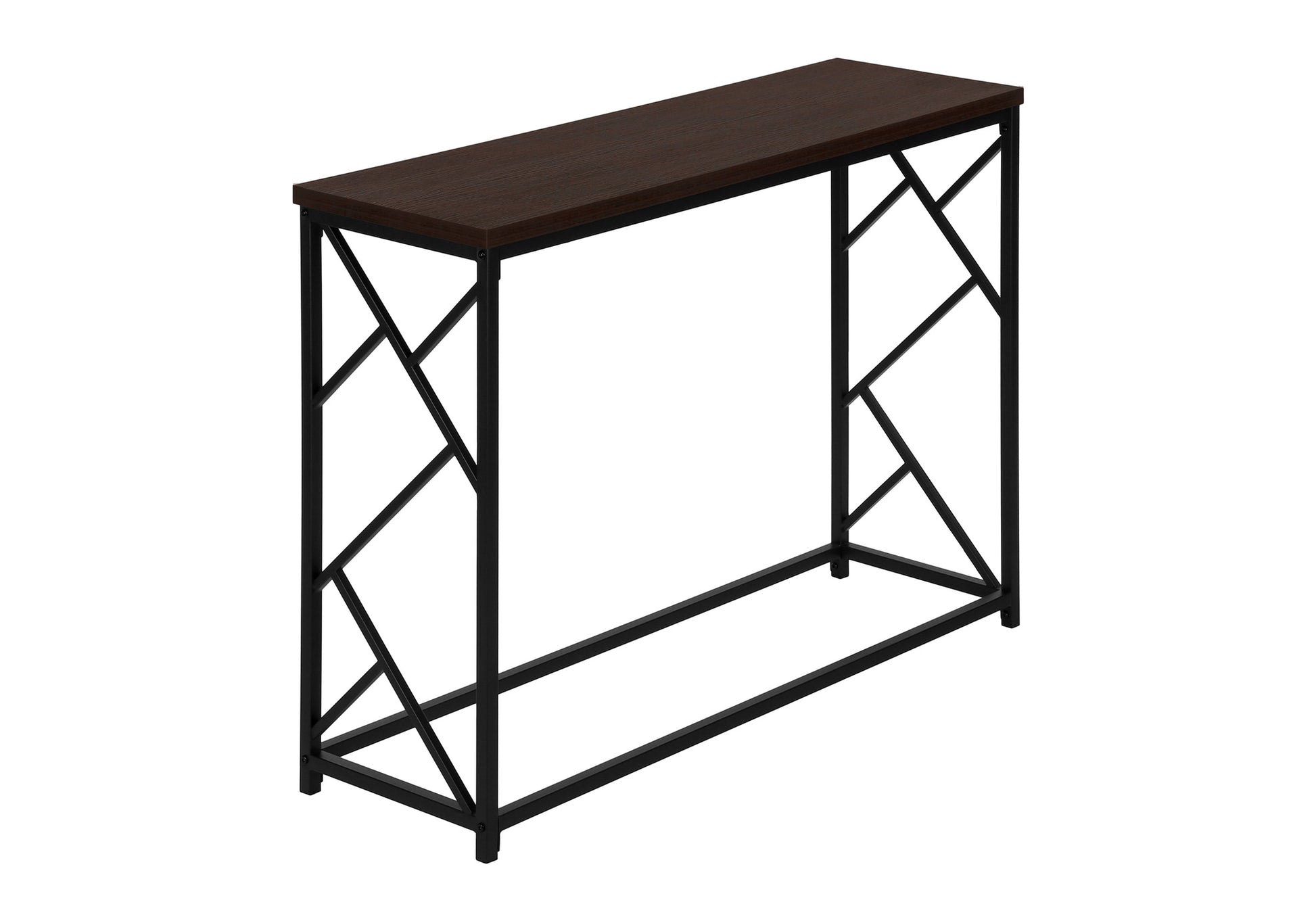 44"L Grey Wood Console Table with Black Metal Frame-Accent Table-DECOROLALA