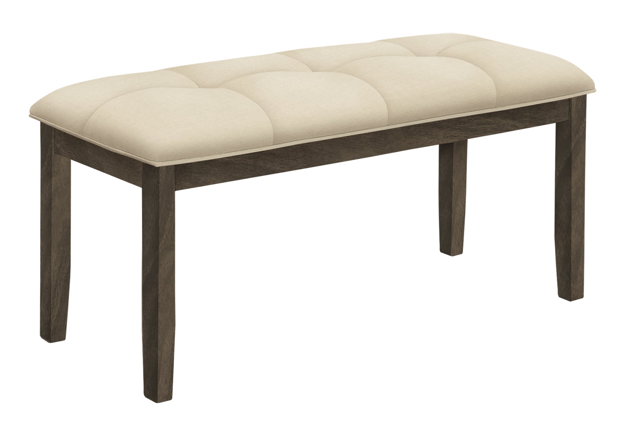 44"L Upholstered Bench Grey Frame Cream Fabric-Bench-DECOROLALA