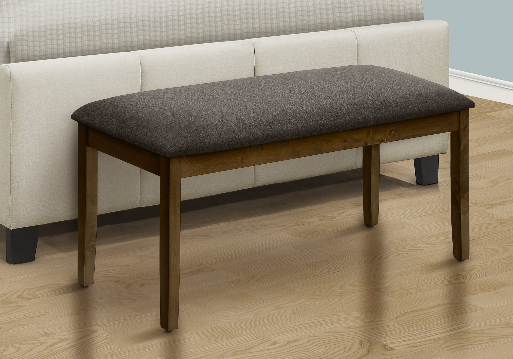 44"L Walnut Brown Upholstered Bench-Bench-DECOROLALA