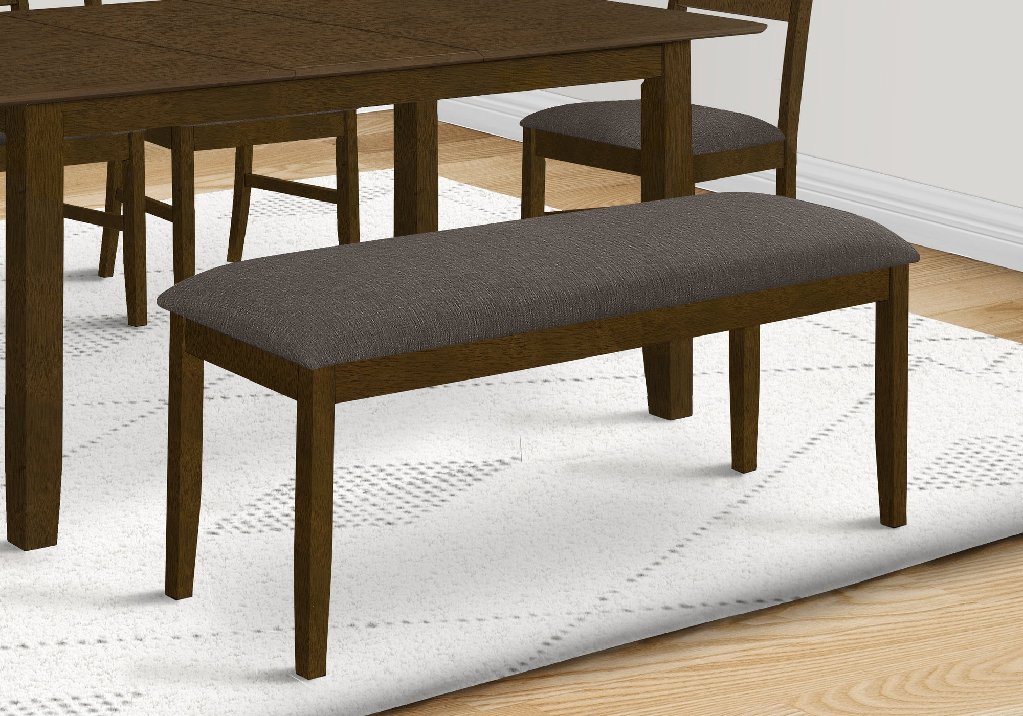 44"L Walnut Brown Upholstered Bench-Bench-DECOROLALA