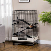 45" 4-Level Small Animal Cage for Rabbits & Ferrets - Black-Small Animals-DECOROLALA