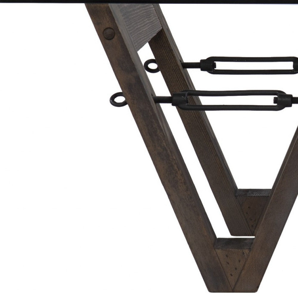 45" Brown Glass And Reclaimed Wood Coffee Table-Coffee Tables-DECOROLALA