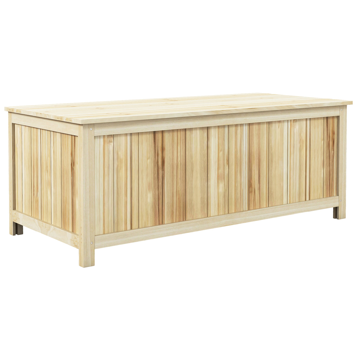 45 Gallon Wooden Storage Box patio Deck Box Bench, Garden Backyard Outdoor Storage Container, Natural-Outdoor Storage Boxes-DECOROLALA