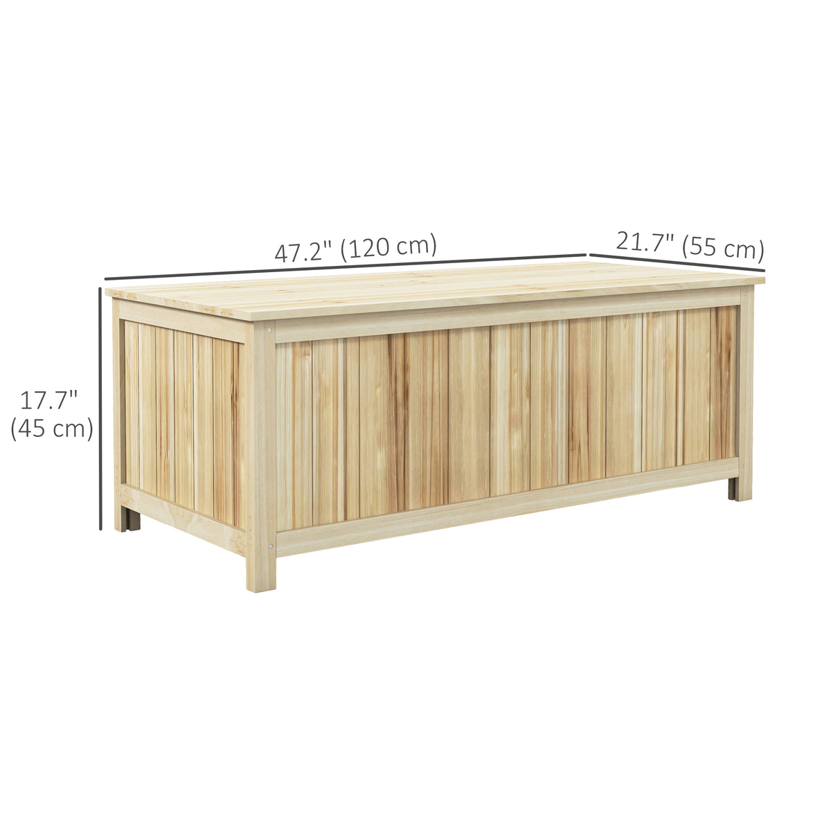 45 Gallon Wooden Storage Box patio Deck Box Bench, Garden Backyard Outdoor Storage Container, Natural-Outdoor Storage Boxes-DECOROLALA