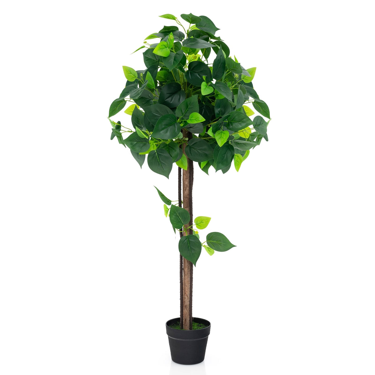 45 Inches Artificial Hydrangea Tree with Real Wood Trunk and Realistic Hydrangea Leaves-Artificial Plants-DECOROLALA