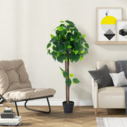 45 Inches Artificial Hydrangea Tree with Real Wood Trunk and Realistic Hydrangea Leaves-Artificial Plants-DECOROLALA