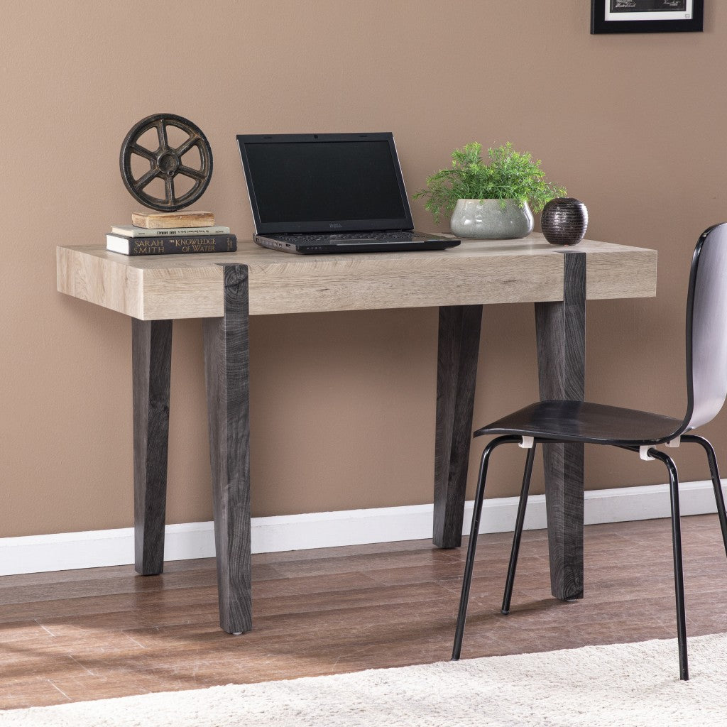 45" Natural and Dark Brown Writing Desk-Desks-DECOROLALA