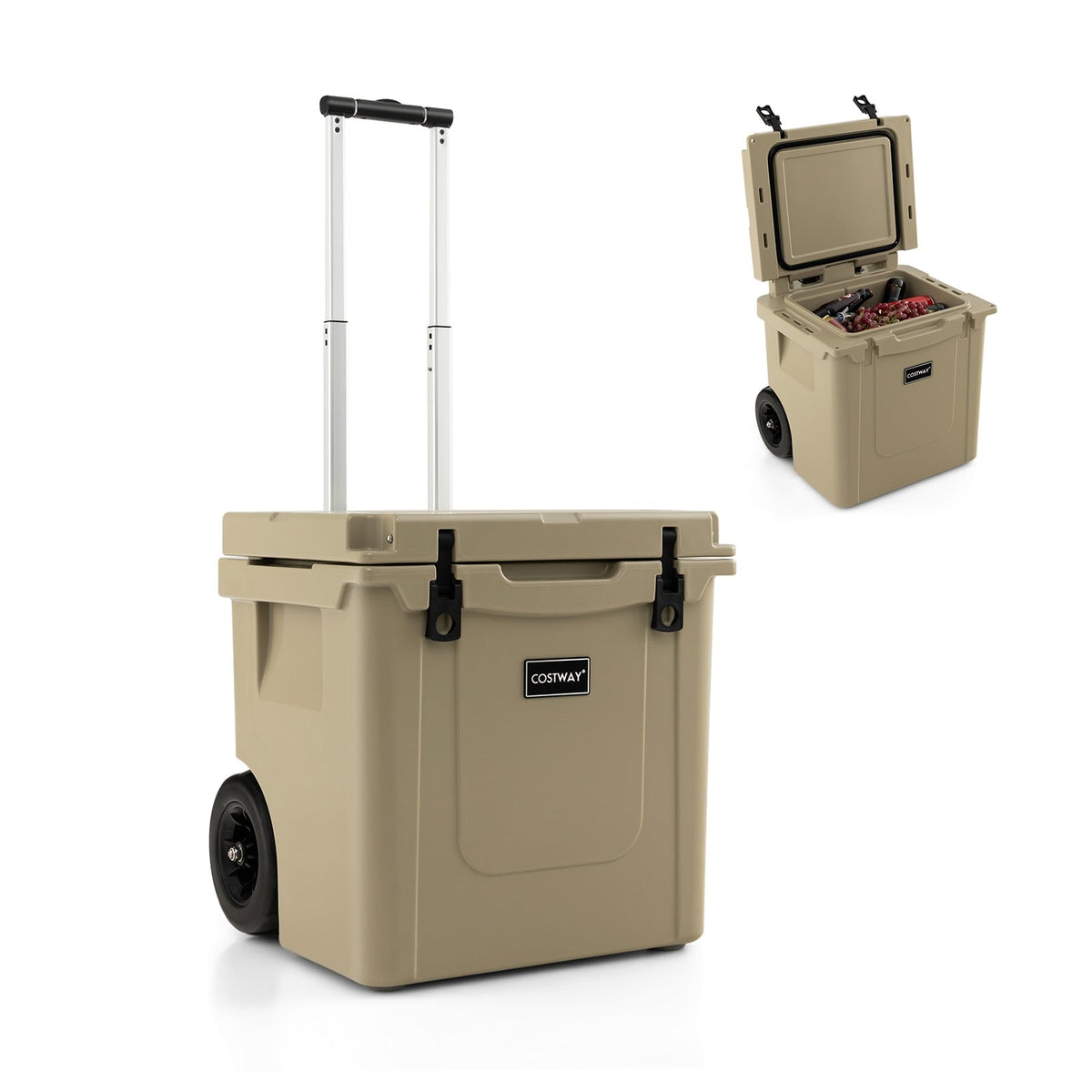 45 Quart Cooler Towable Ice Chest-Brown-Coolers-DECOROLALA