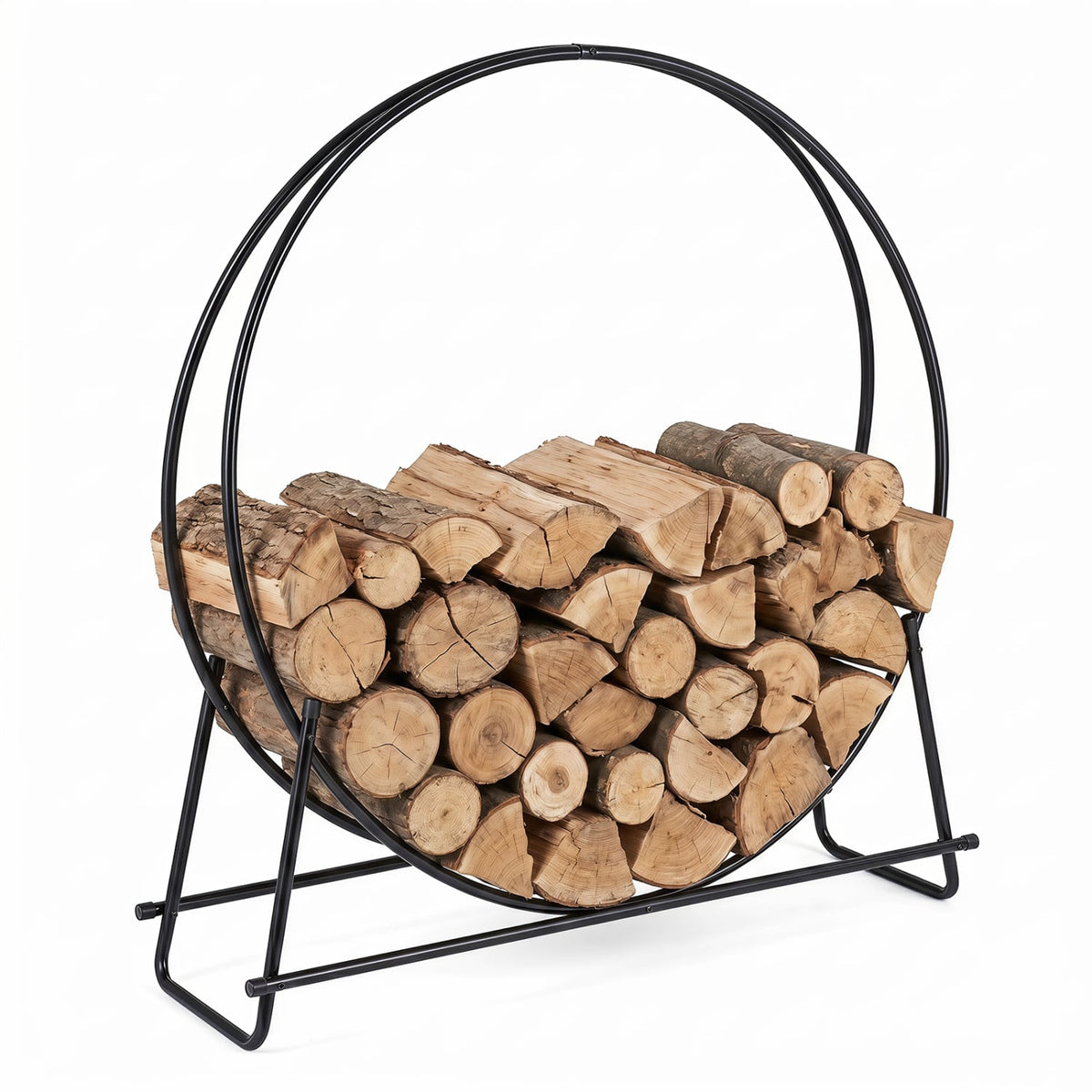 45" Round Firewood Rack with Heavy-Duty Metal Frame-Log Racks & Carriers-DECOROLALA