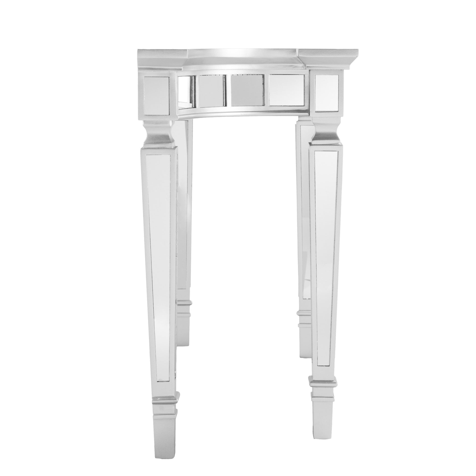 45" Silver Mirrored Glass Free Form Console Table-Console Tables-DECOROLALA