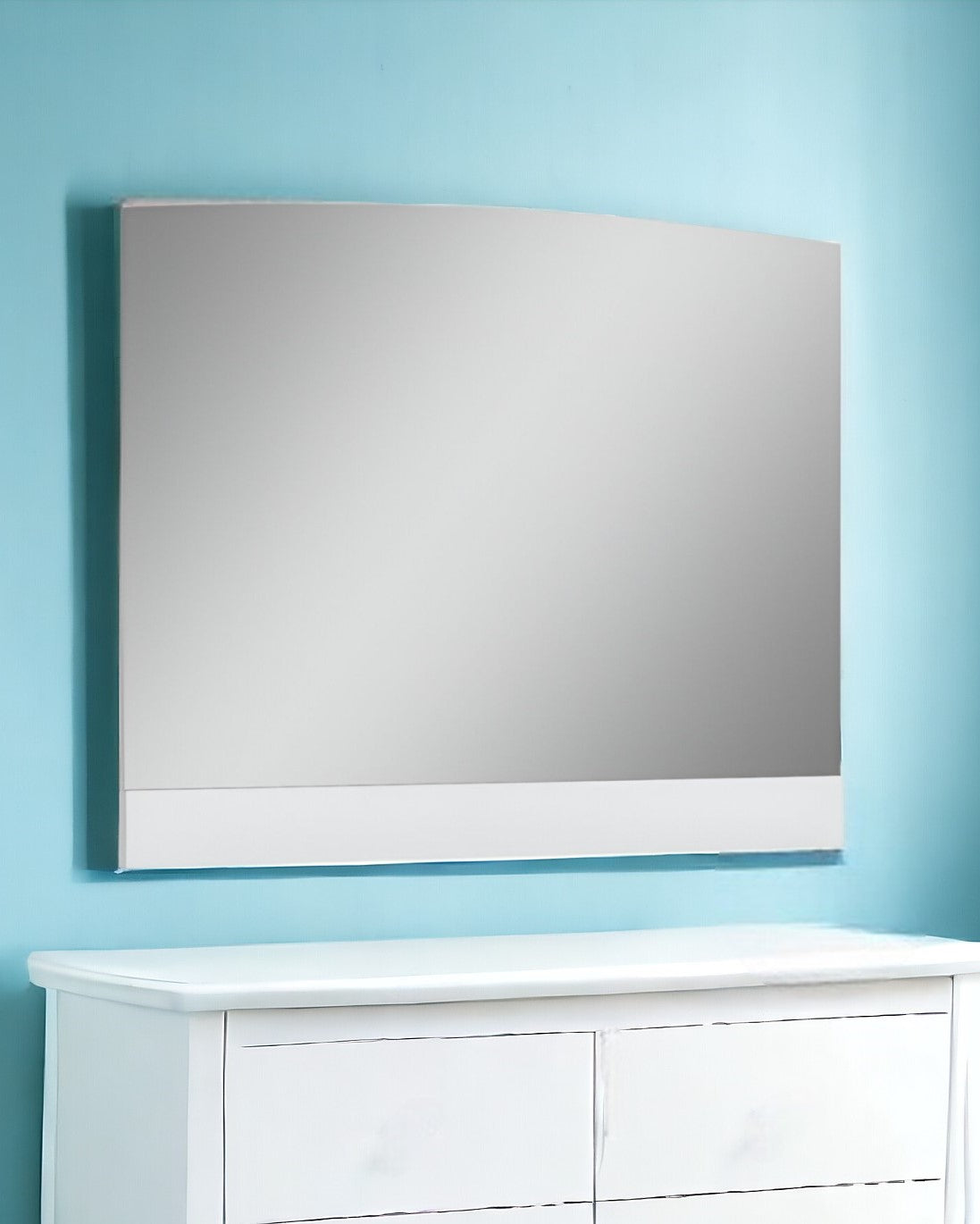 45" White Wood Framed Mounted Dresser Mirror-Mirrors-DECOROLALA