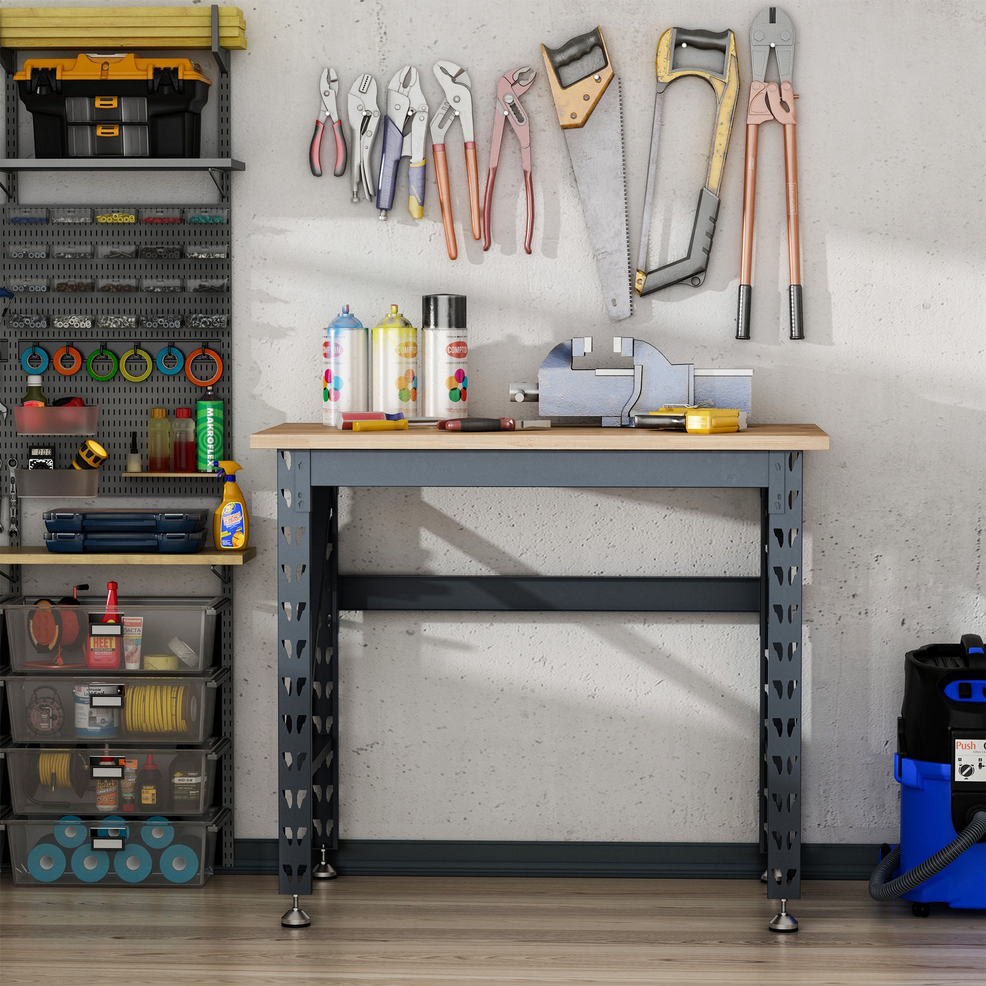 45" Workbench - Solid Wood Tabletop 1100lbs Capacity-DECOROLALA