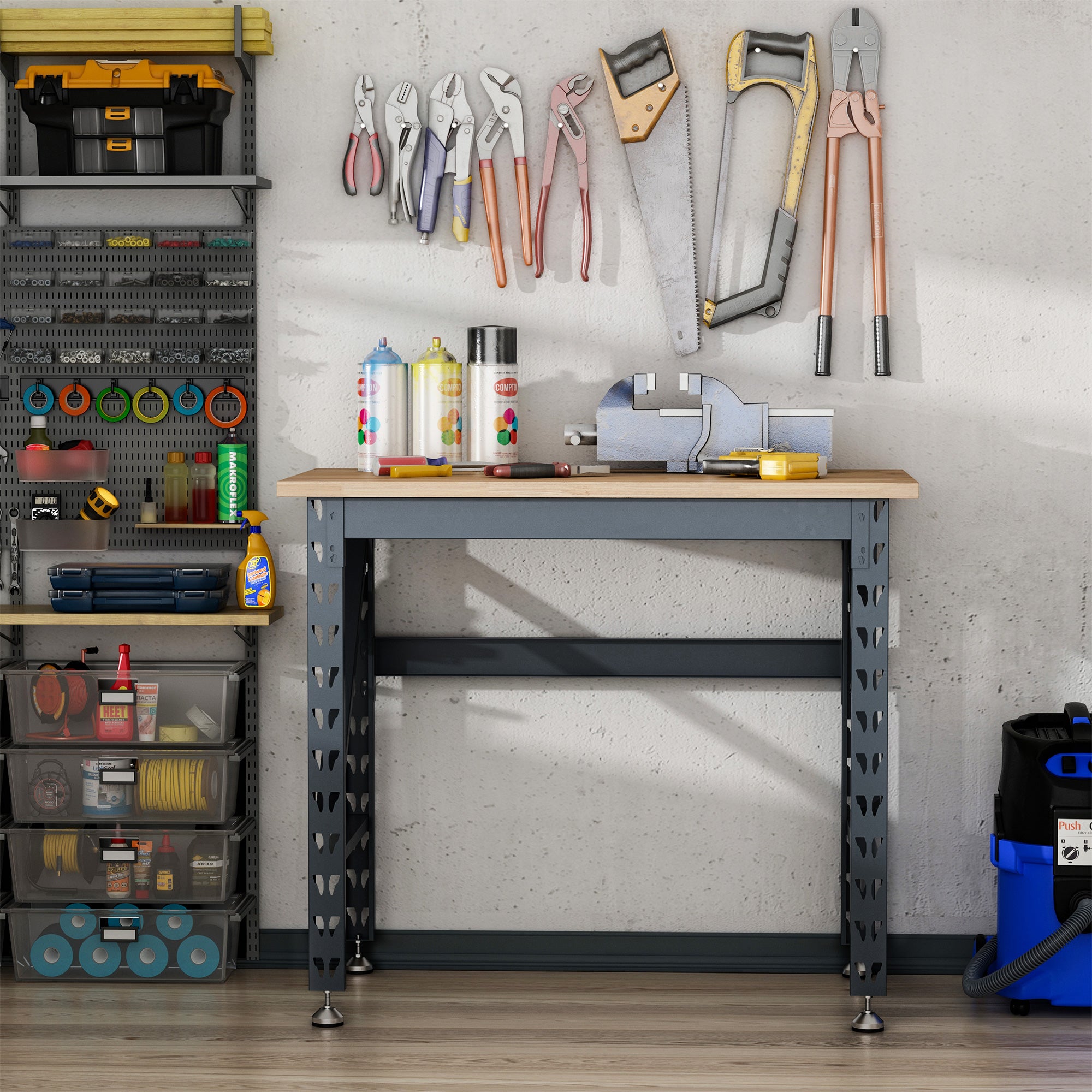 45" Workbench - Solid Wood Tabletop 1100lbs Capacity-DECOROLALA