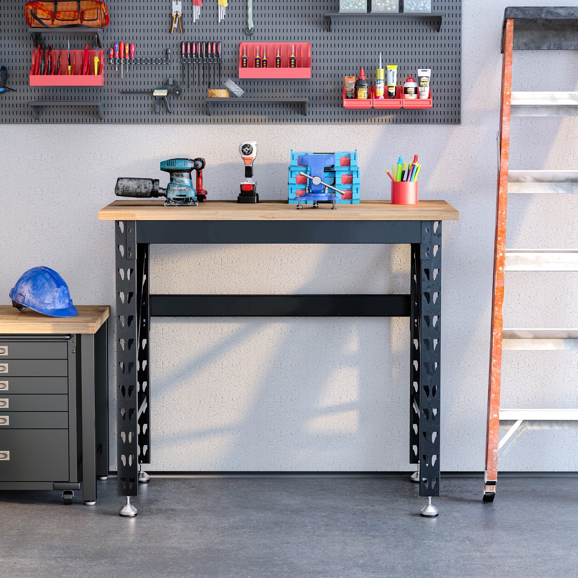 45" Workbench - Solid Wood Tabletop 1100lbs Capacity-DECOROLALA