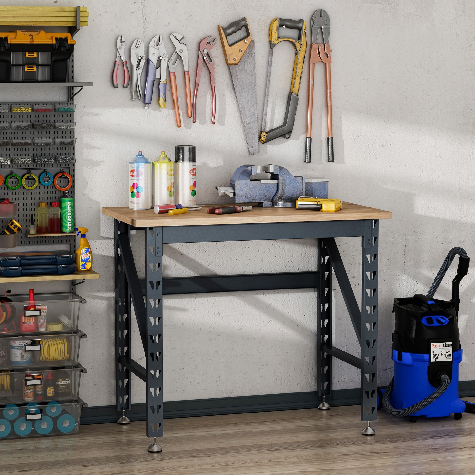 45" Workbench - Solid Wood Tabletop 1100lbs Capacity-DECOROLALA