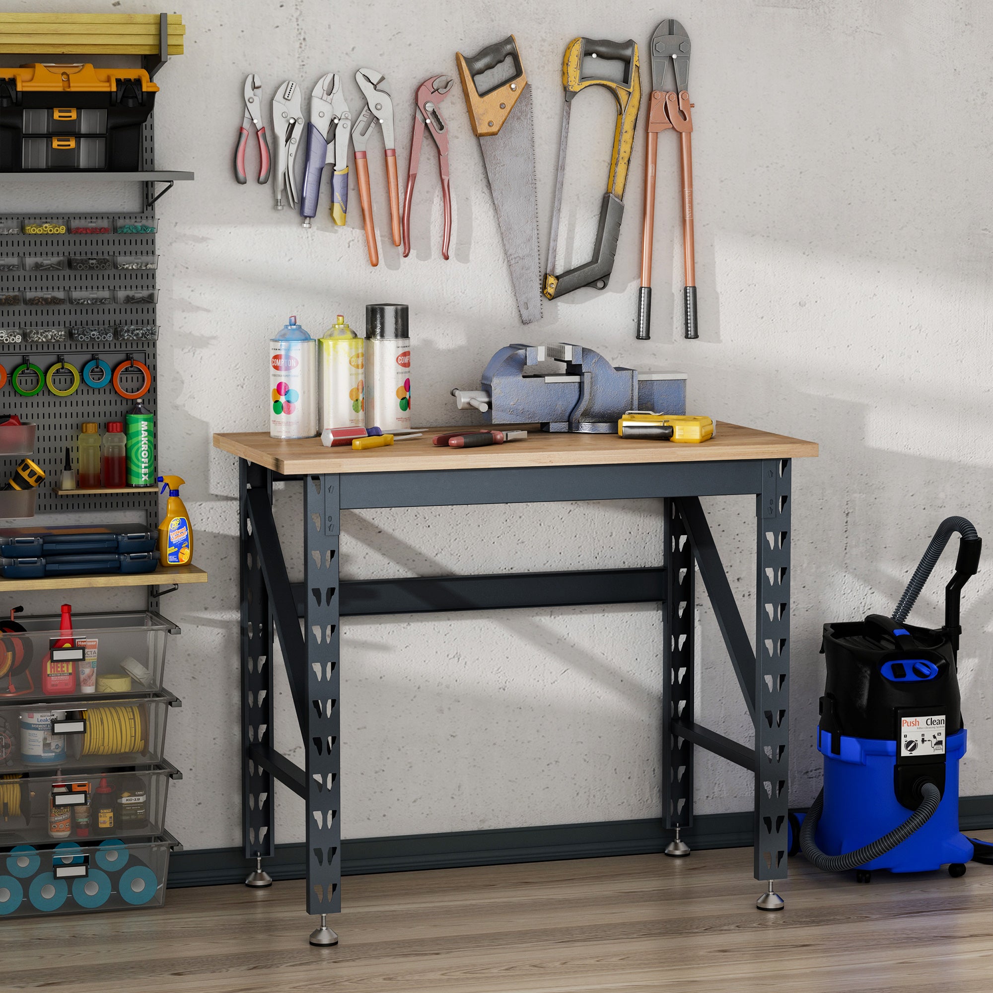 45" Workbench - Solid Wood Tabletop 1100lbs Capacity-DECOROLALA