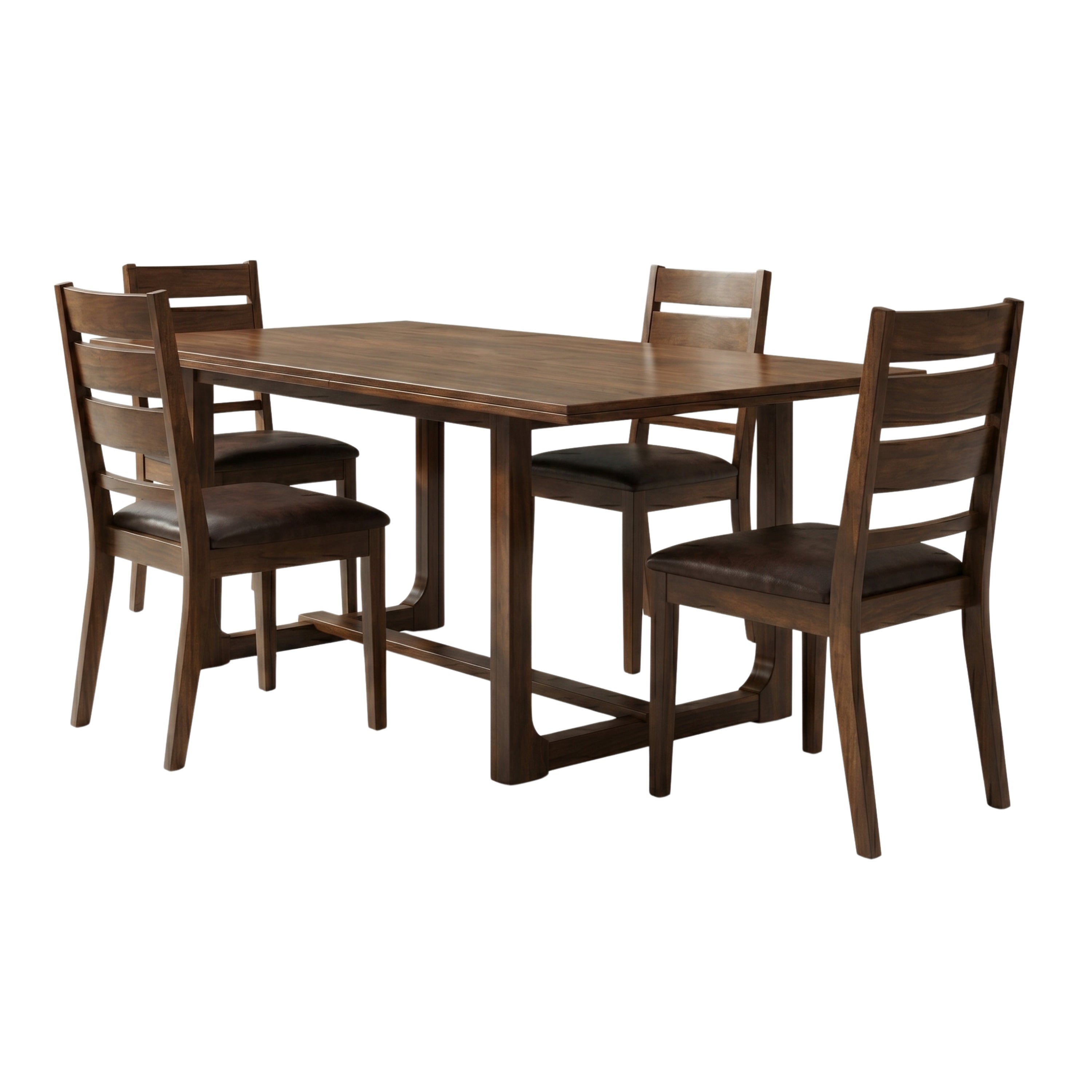 4500 5-Piece Extendable Dining Set - 60-72" Rubberwood Table-Dining Set-DECOROLALA