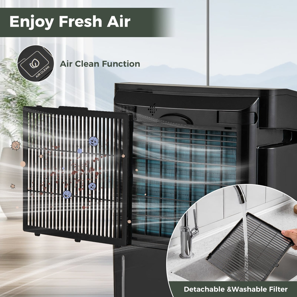 4500 Sq. Ft 57 Pint Quiet Dehumidifier for Basement with 4 Modes-Black-Dehumidifiers-DECOROLALA