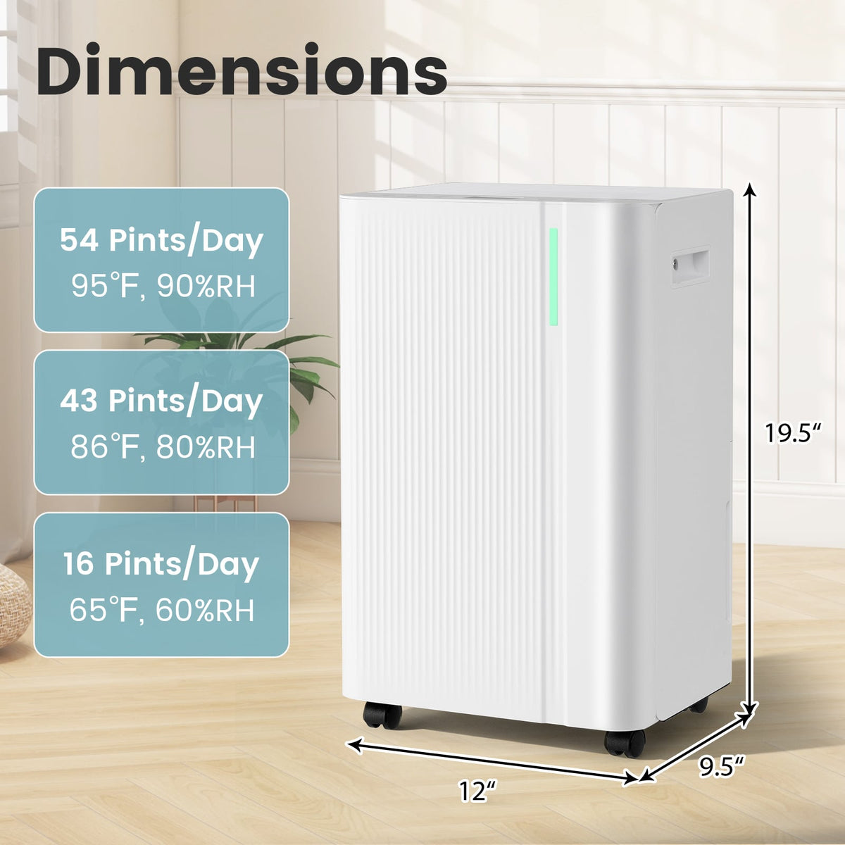 4500 Sq.Ft 54 Pints Dehumidifier with Drain Hose for Home-White-Dehumidifiers-DECOROLALA