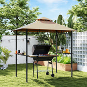 8' x 5' BBQ Grill Gazebo - Double Tiered Canopy, Khaki