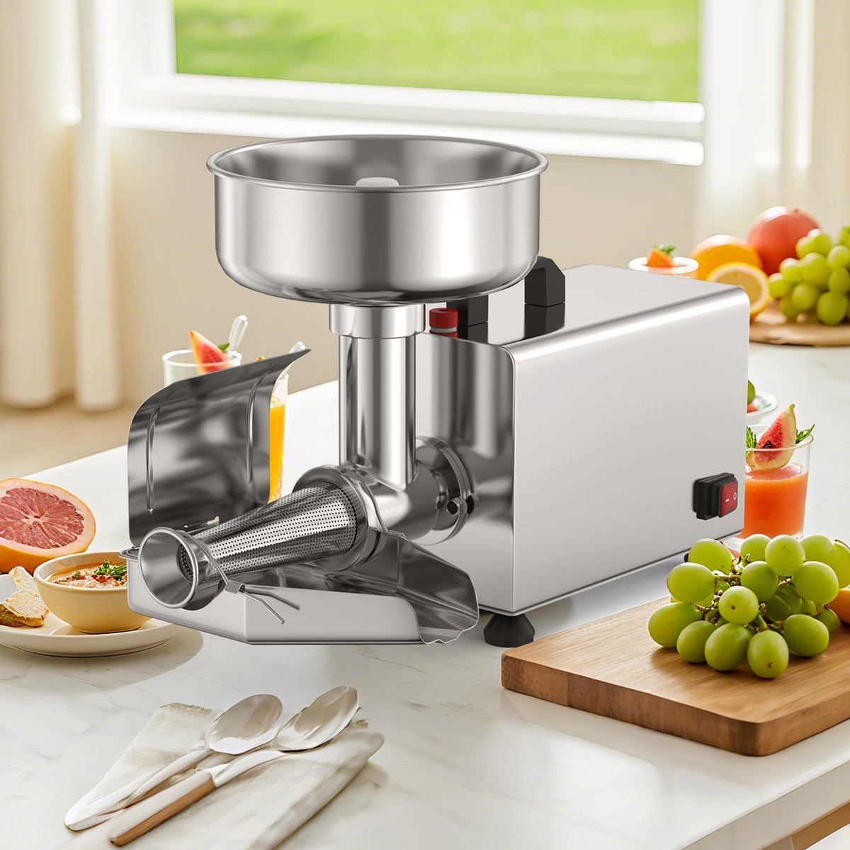 450W Electric Tomato Strainer Commercial Grade Food Mill Stainless Steel Sauce Maker-Food Grinders & Mills-DECOROLALA