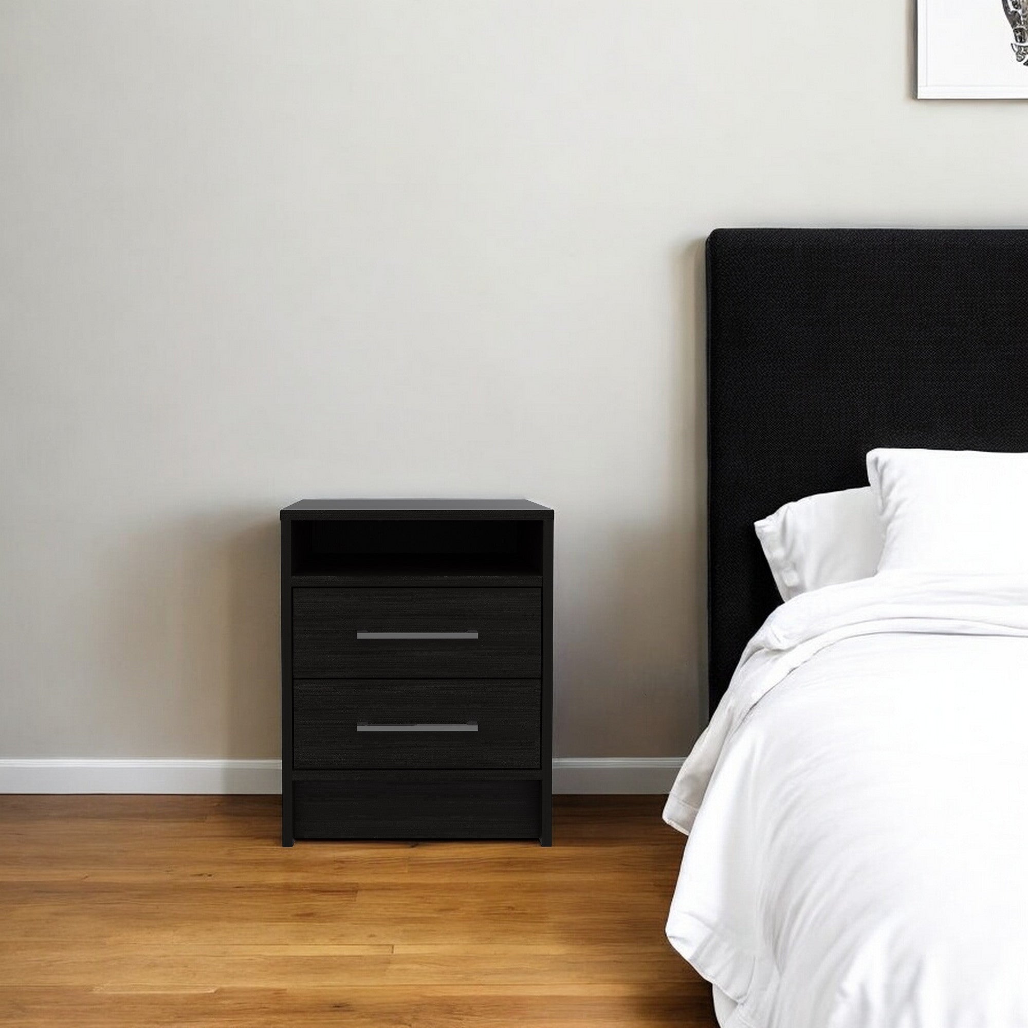 20" Wood Two Drawer Nightstand-Nightstands & Bedside Tables-DECOROLALA