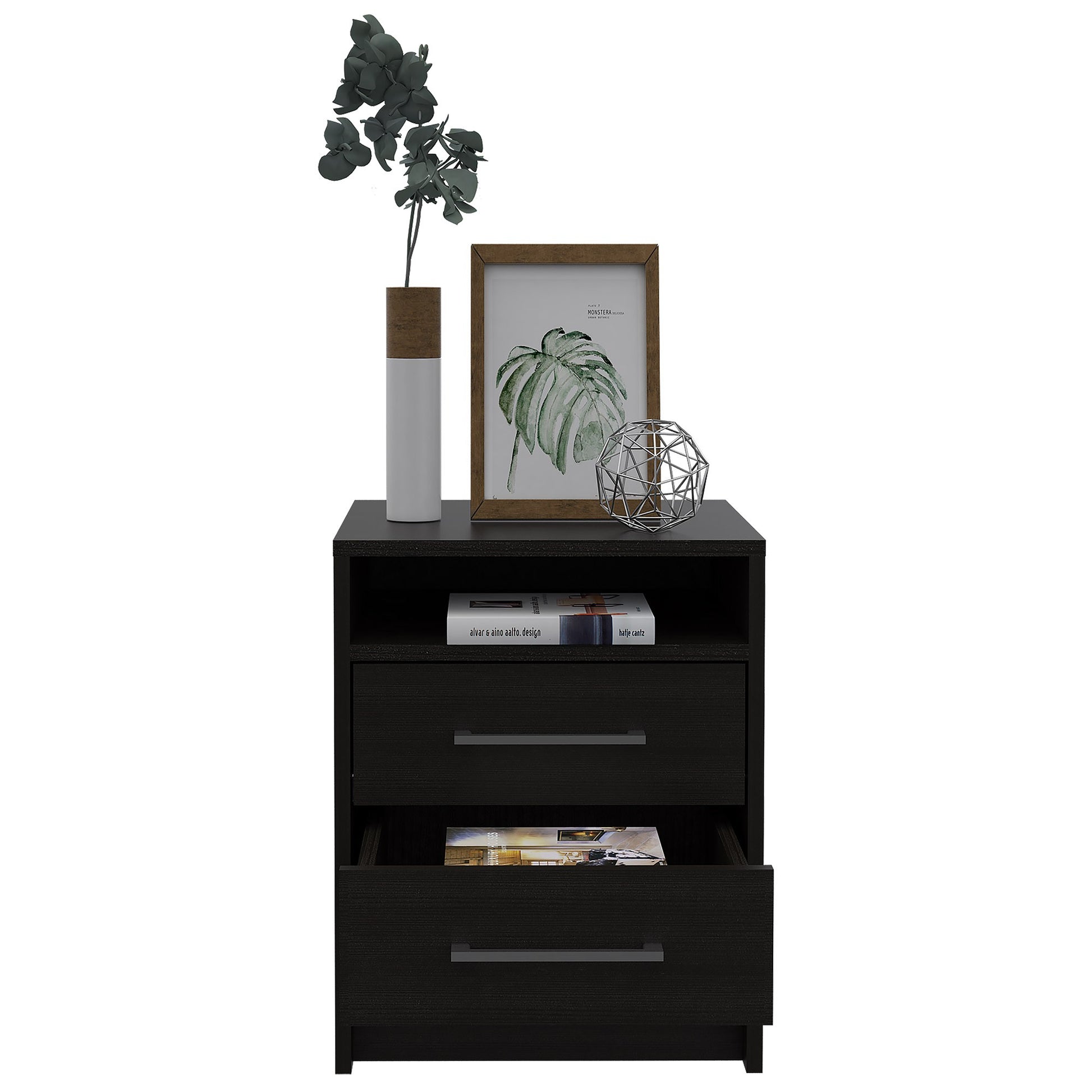 20" Wood Two Drawer Nightstand-Nightstands & Bedside Tables-DECOROLALA