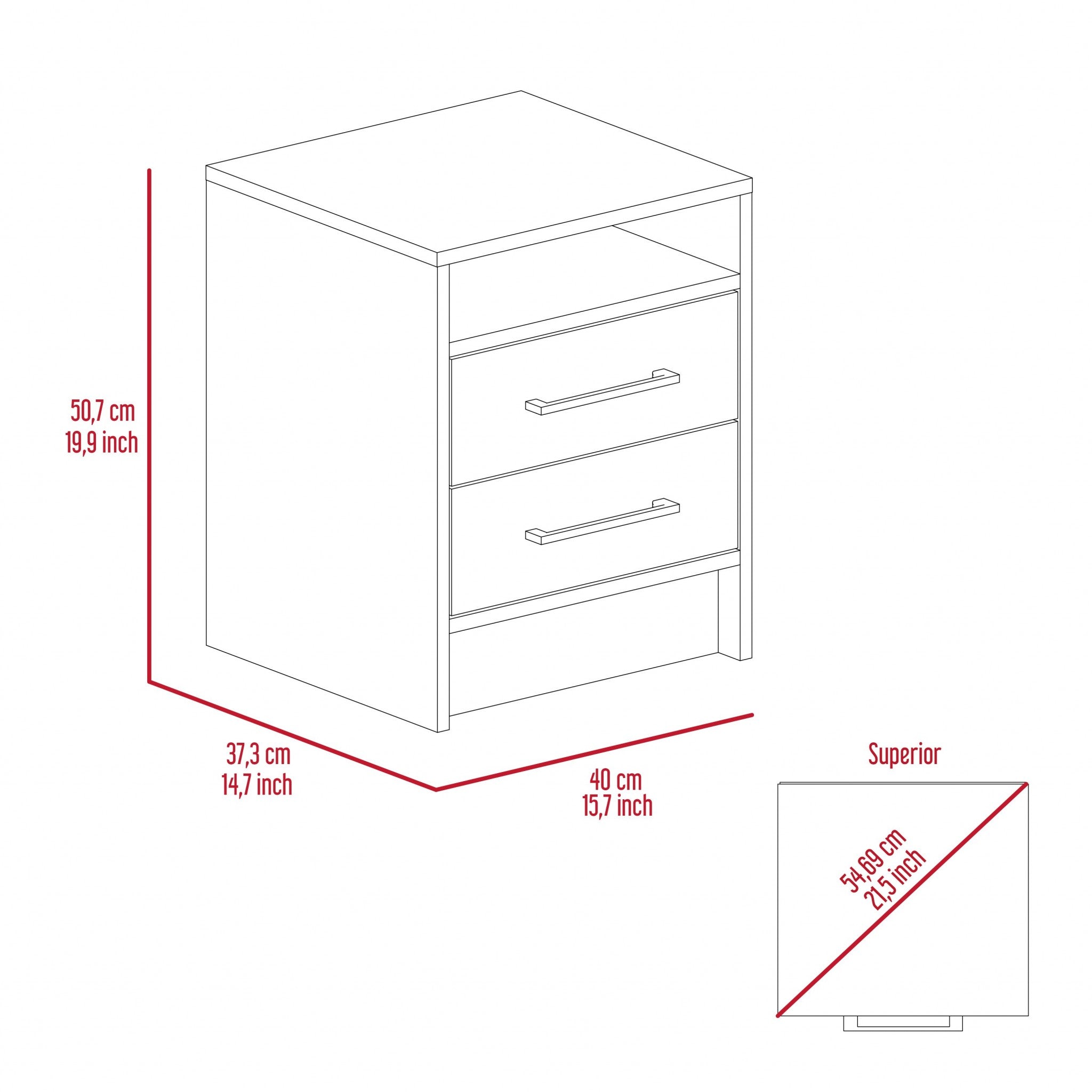 20" Wood Two Drawer Nightstand-Nightstands & Bedside Tables-DECOROLALA