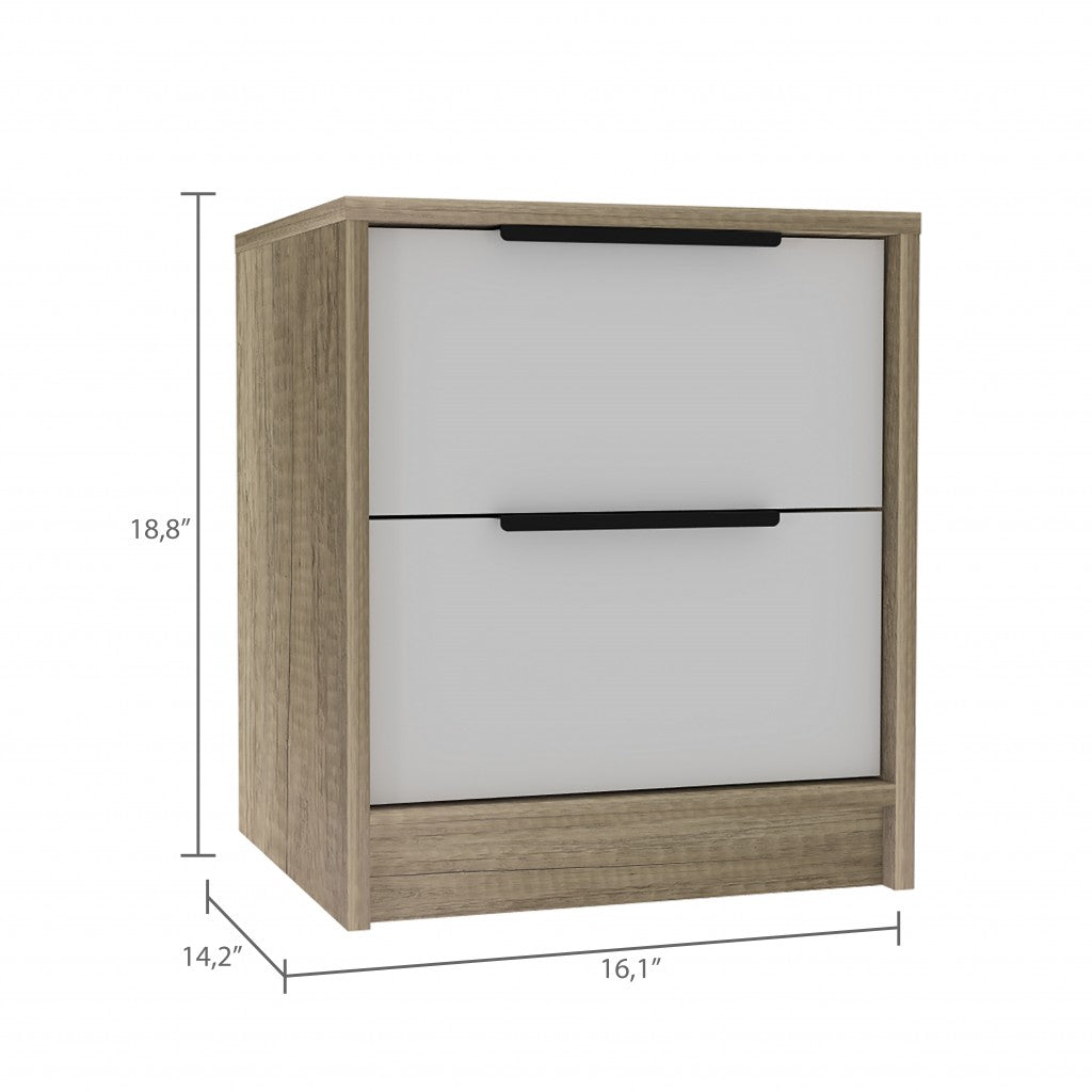 19" Wood Two Drawer Nightstand-Nightstands & Bedside Tables-DECOROLALA