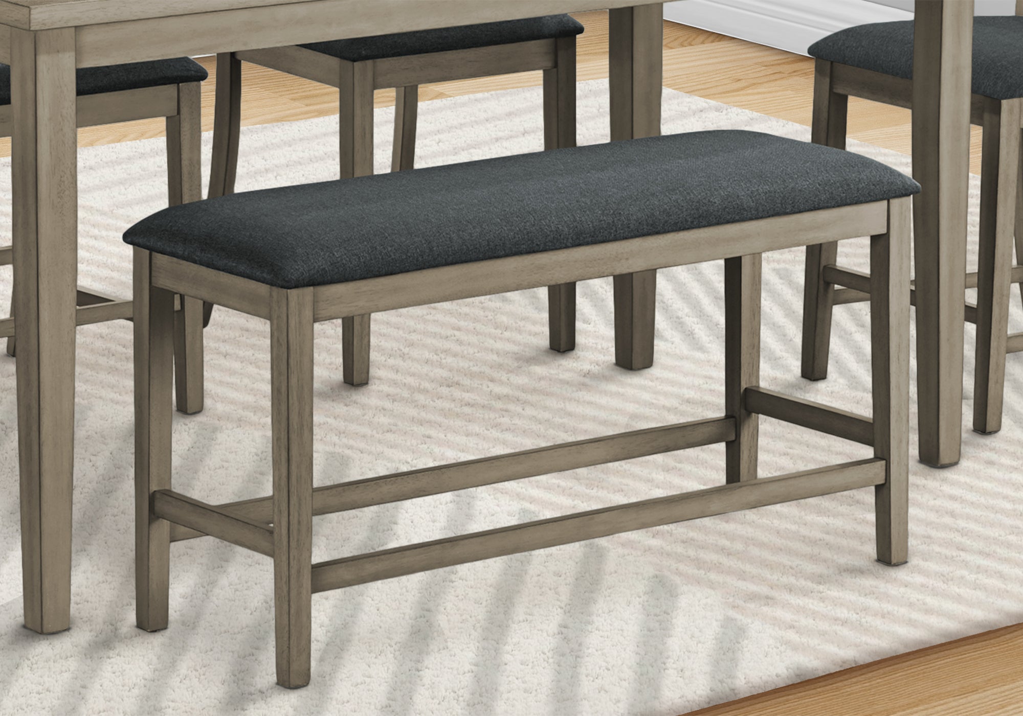 46" Antique Grey Bench Black Fabric Seat-Bench-DECOROLALA