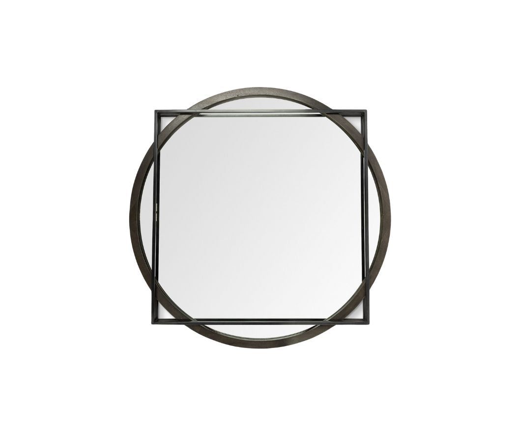 46" Black Abstract Metal Framed Accent Mirror-Mirrors-DECOROLALA