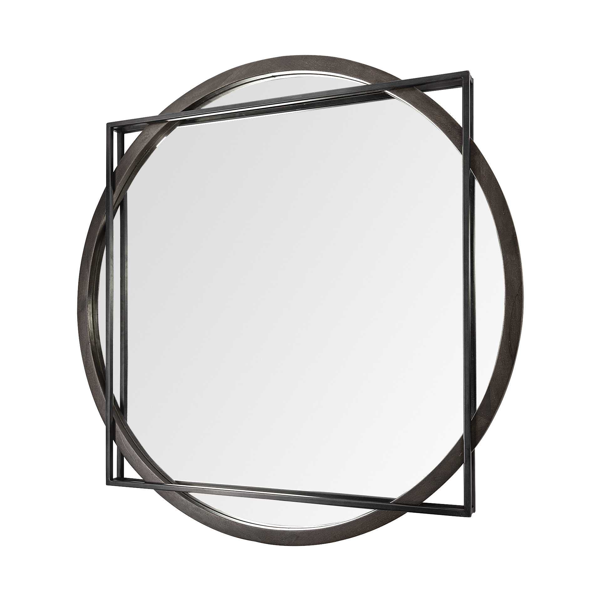 46" Black Abstract Metal Framed Accent Mirror-Mirrors-DECOROLALA
