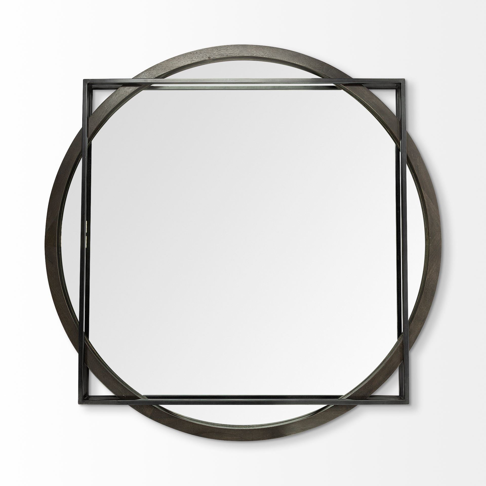 46" Black Abstract Metal Framed Accent Mirror-Mirrors-DECOROLALA