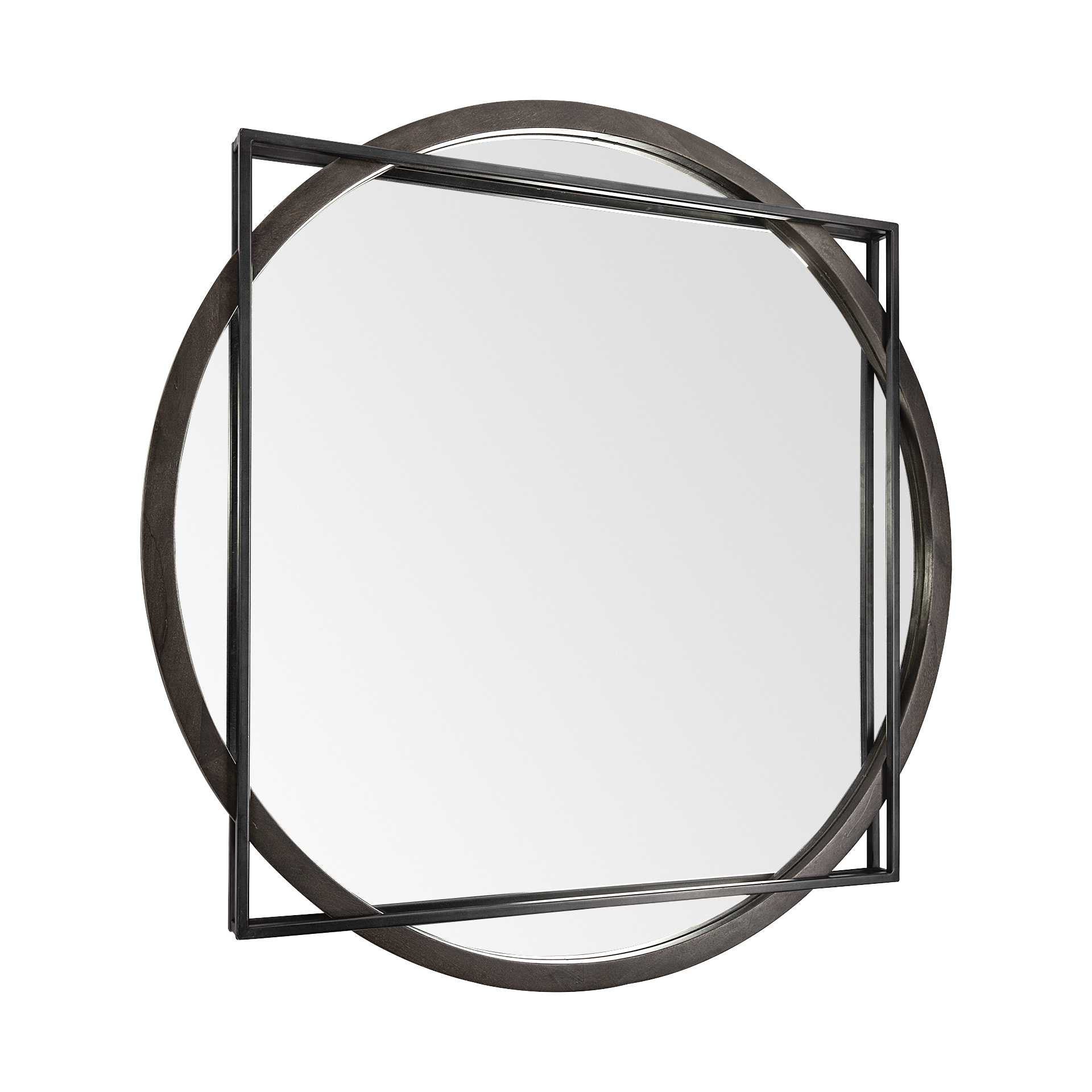 46" Black Abstract Metal Framed Accent Mirror-Mirrors-DECOROLALA