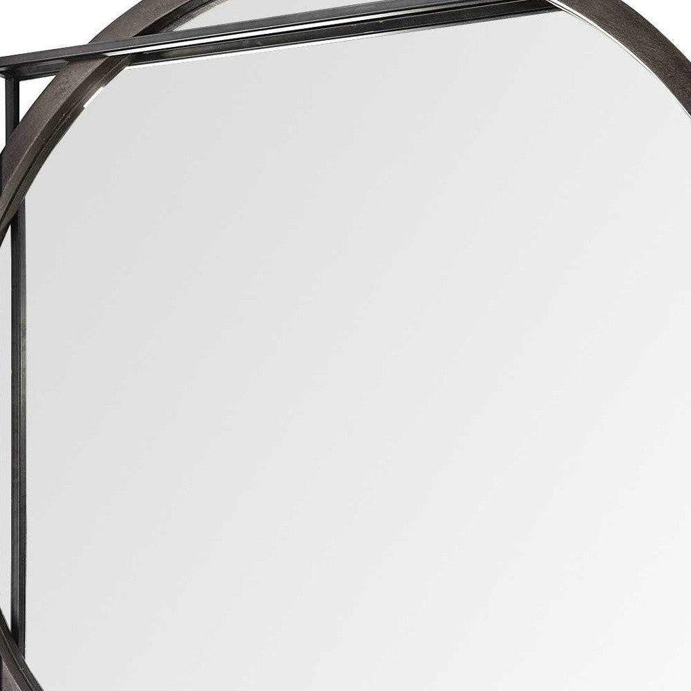 46" Black Abstract Metal Framed Accent Mirror-Mirrors-DECOROLALA