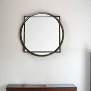 46" Black Abstract Metal Framed Accent Mirror-Mirrors-DECOROLALA