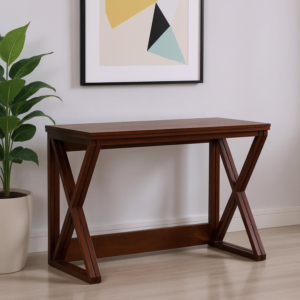 46" Brown Solid Wood A Frame Console Table-Console Tables-DECOROLALA