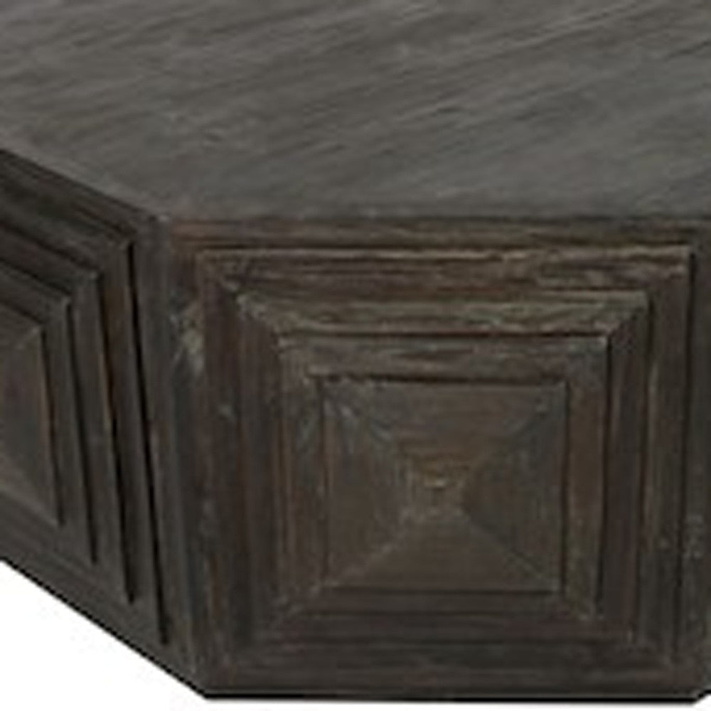 46" Brown Solid Wood Octagon Solid Coffee Table-Coffee Tables-DECOROLALA