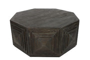 46" Brown Solid Wood Octagon Solid Coffee Table-Coffee Tables-DECOROLALA