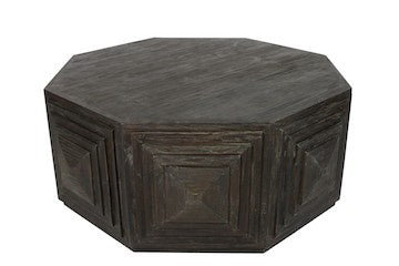 46" Brown Solid Wood Octagon Solid Coffee Table-Coffee Tables-DECOROLALA