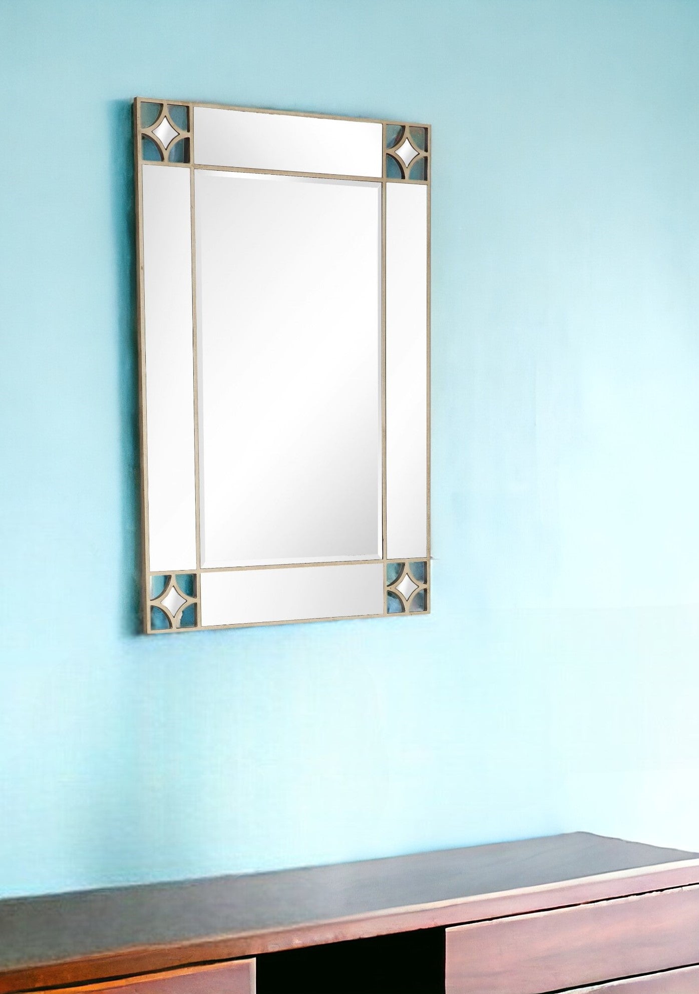 46" Champagne Framed Accent Mirror-Mirrors-DECOROLALA