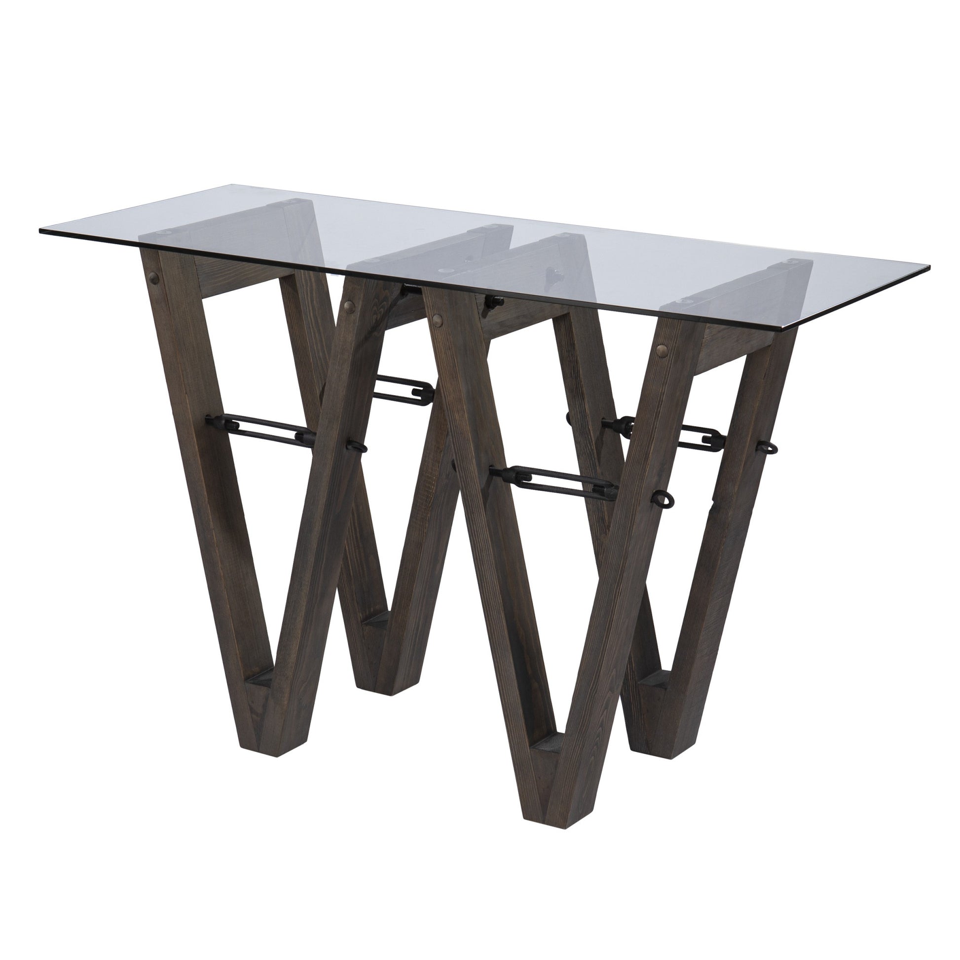 46" Clear and Gray Brown Glass Abstract Console Table-Console Tables-DECOROLALA