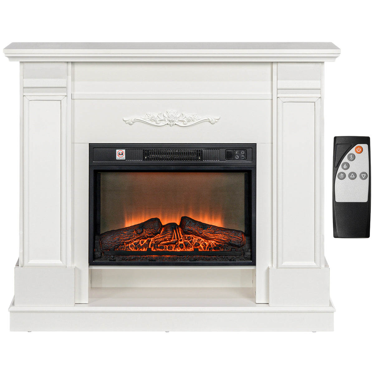 46" Electric Fireplace with Mantel and Shelf - White 1400W-Electric Fireplaces-DECOROLALA